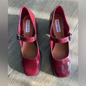 Steve Madden Red Patent Mary Jane Heels ❤️ Chunky Heel | Size 10